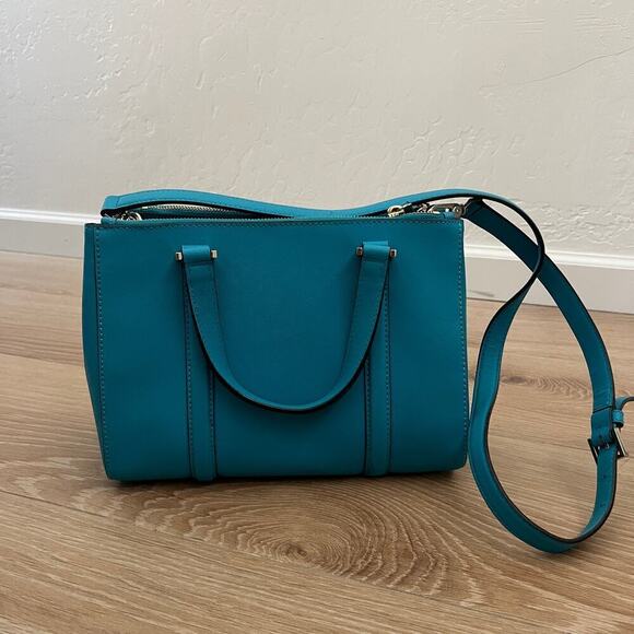 EUC $385 Kate Spade New York Newbury Lane Turquoise Cadene Satchel - Picture 6 of 9